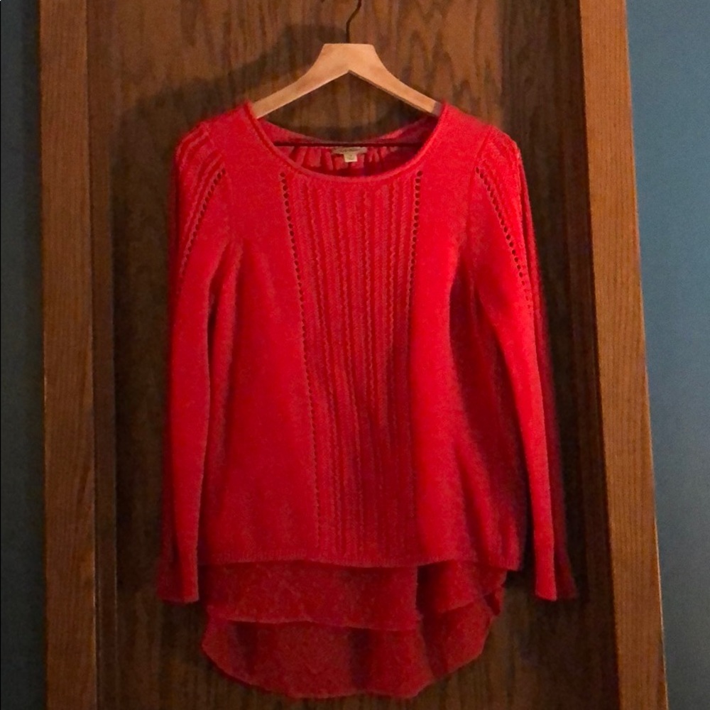 *SOLD* Red sweater w/ lace underlay